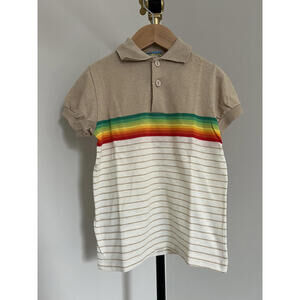 Vintage 80s Cut Loose Boys Rainbow Stripe Polo Shirt | Made in USA
